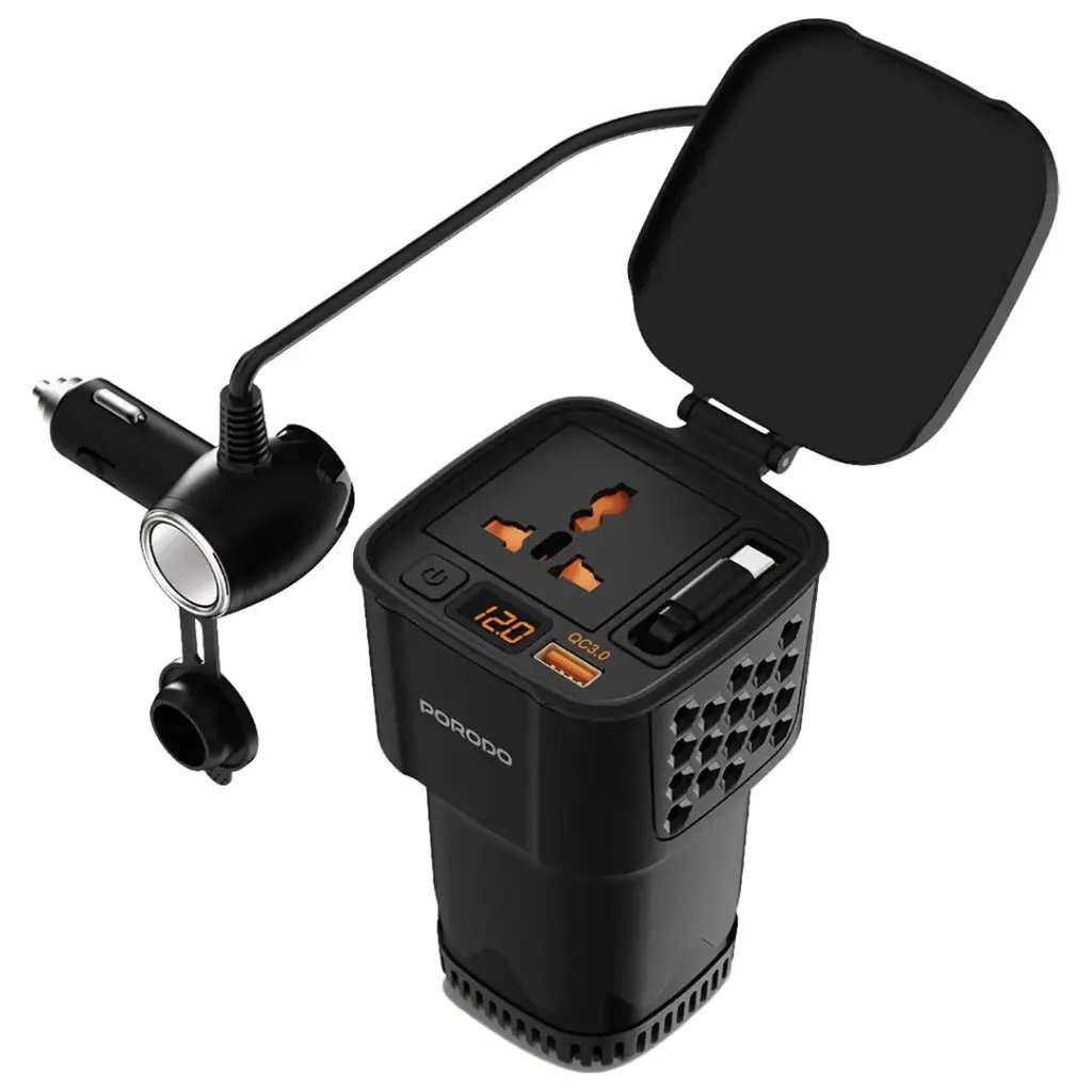 Porodo DriveStation 200W Car Power Inverter Universal Plug - Linkphones Center